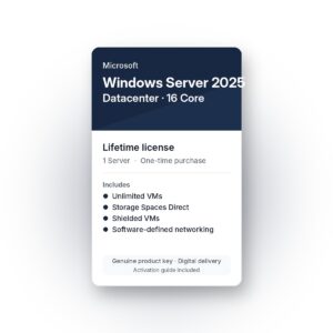 Microsoft Windows Server 2025 Datacenter – 16 Core License Key